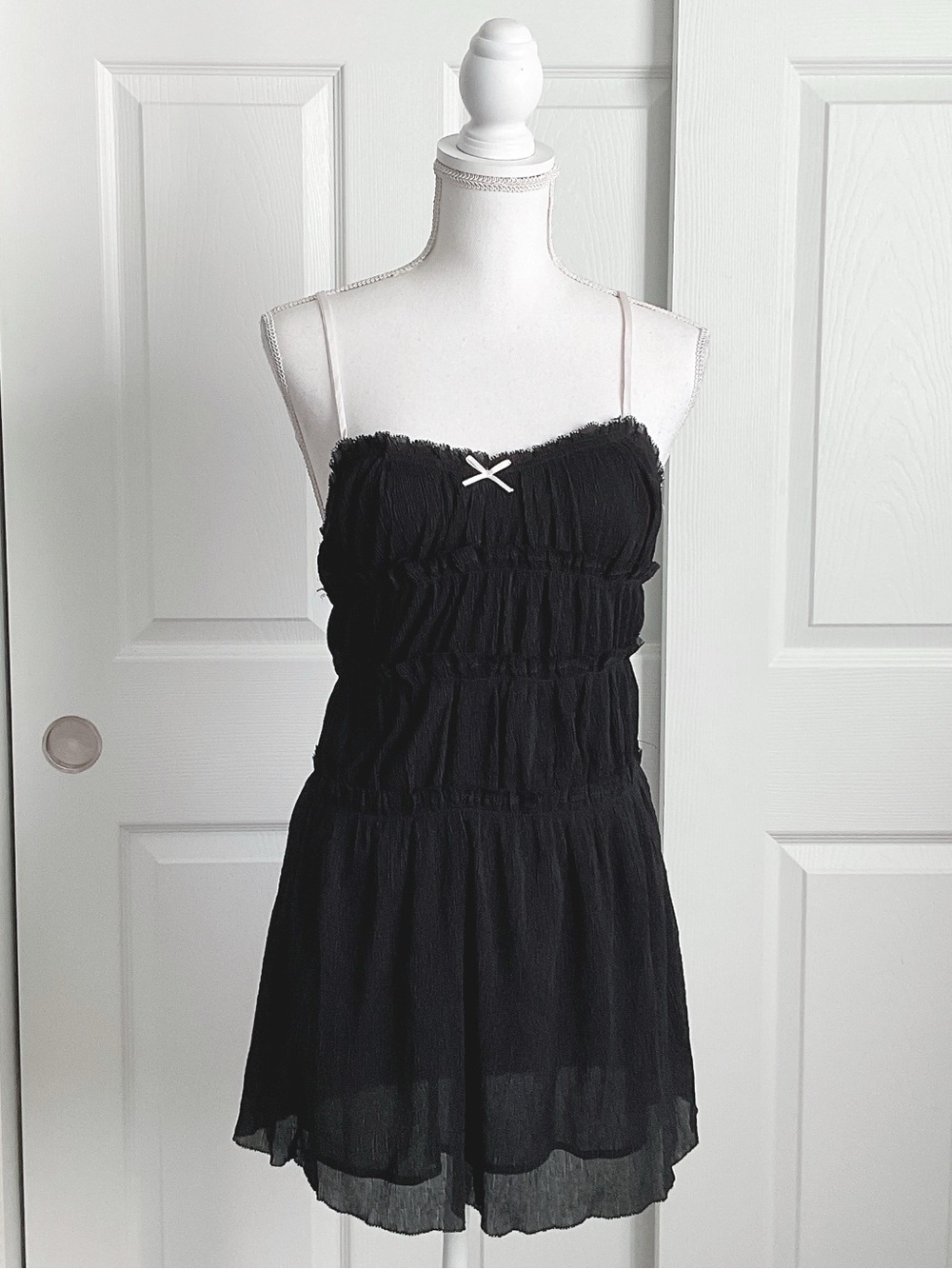 Zara Black Mini Dress with White Straps